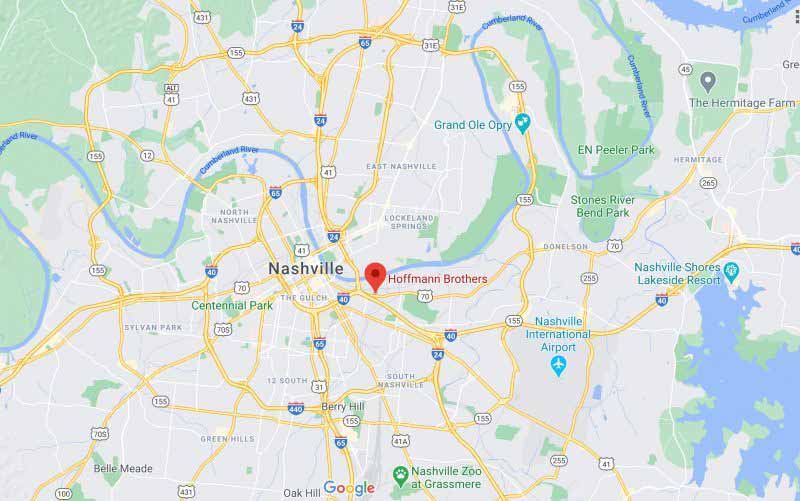image of a google map of Nashville, TN