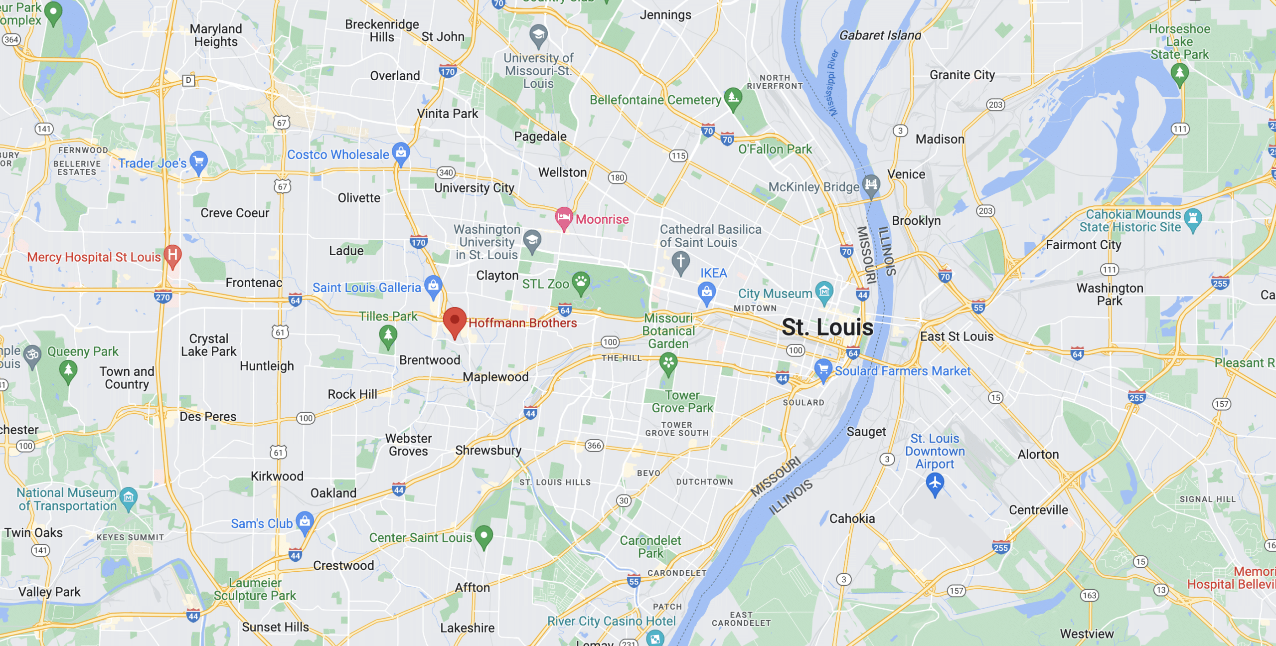 image of a google map of Brentwood, MO.