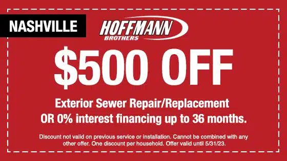 Coupon for Exterior Sewer Repair or Replacement in Nashville