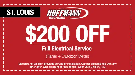 Coupon for $200 Off Full electrical service in St. Louis including electrical panel and outdoor meter