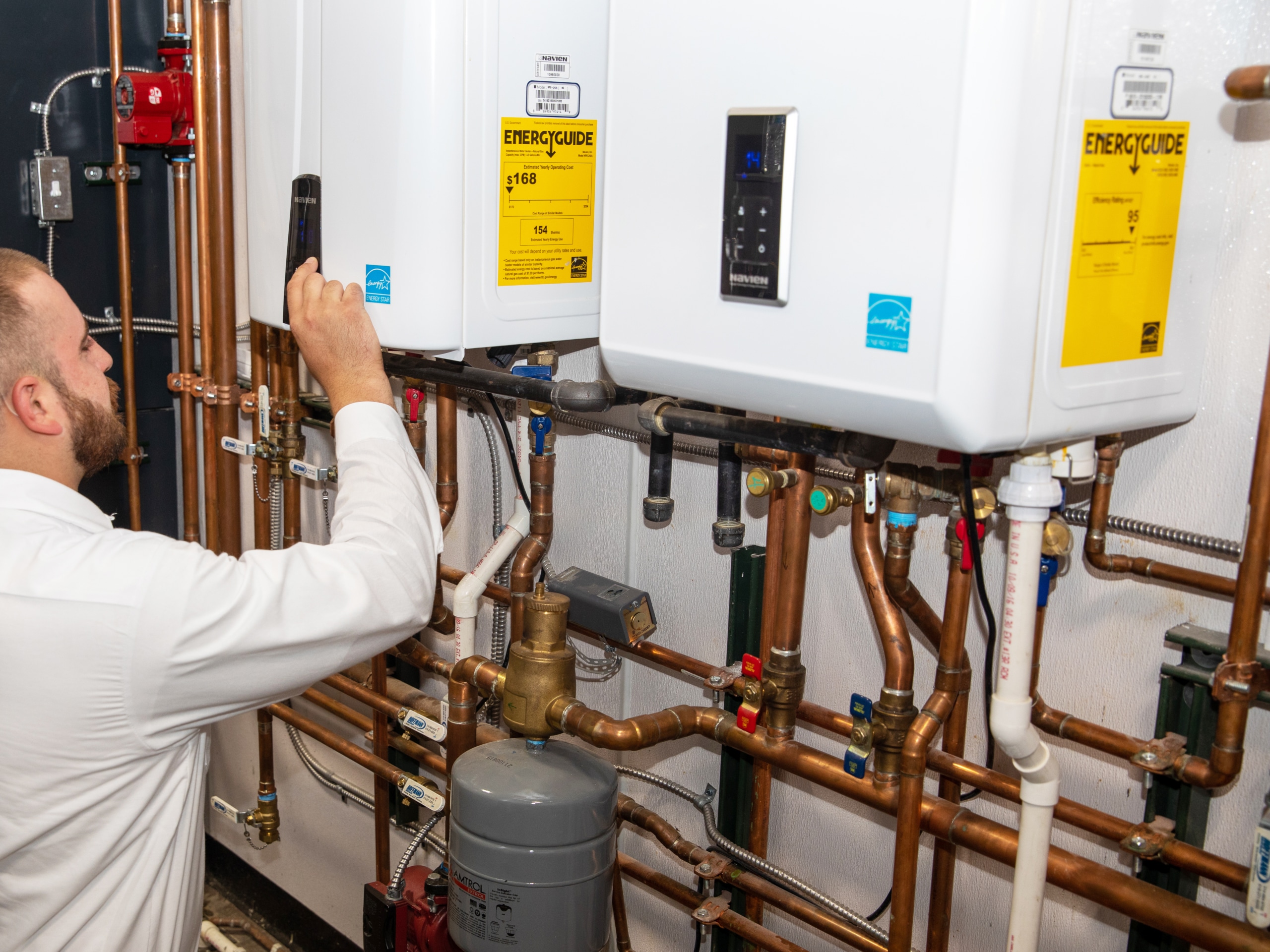 water heater flushed by a plumber